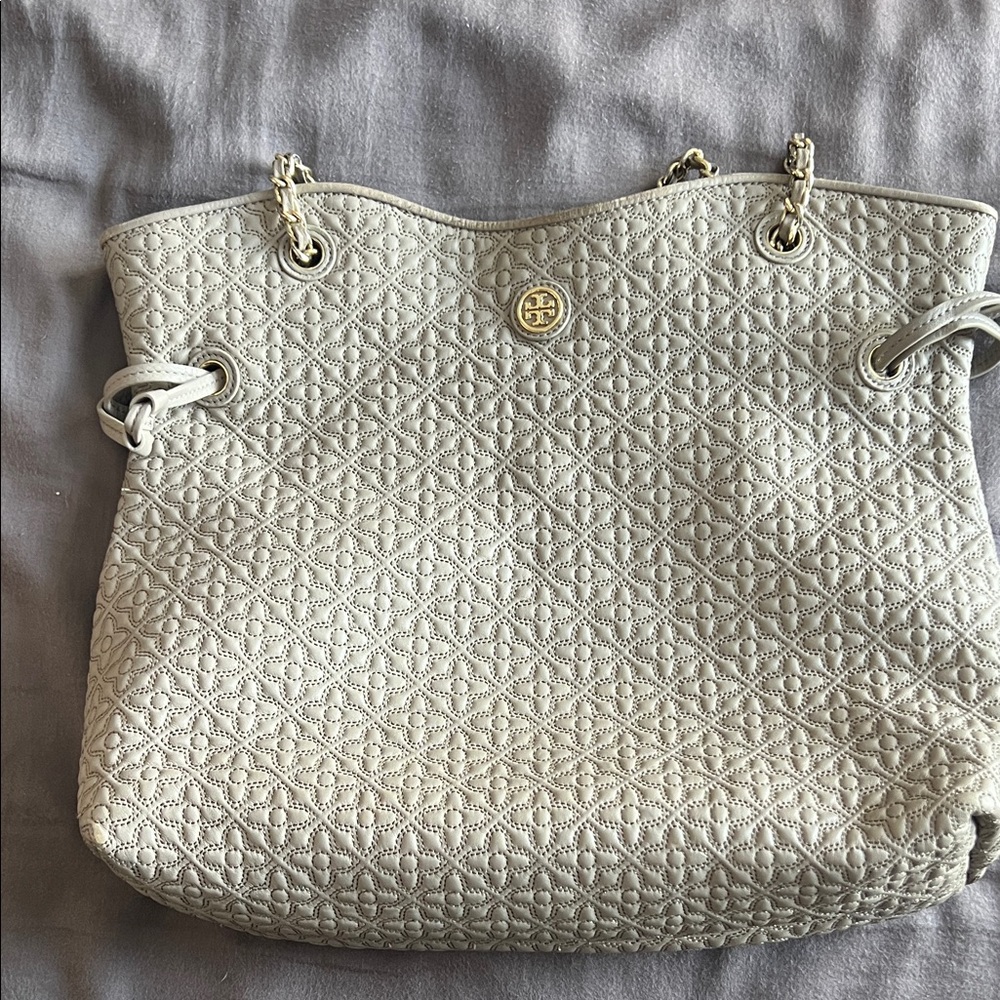 Tory Burch Cream Quilted Tote